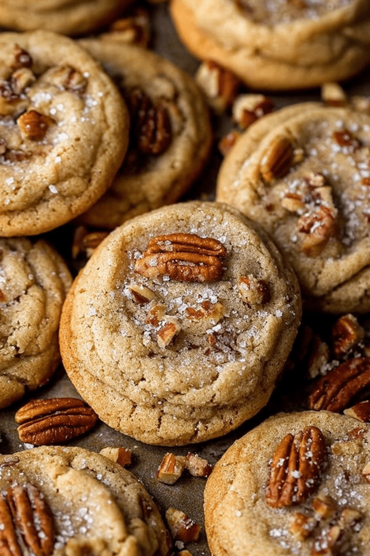 Butter Pecan Cookies fresh out of the oven with toasted pecans