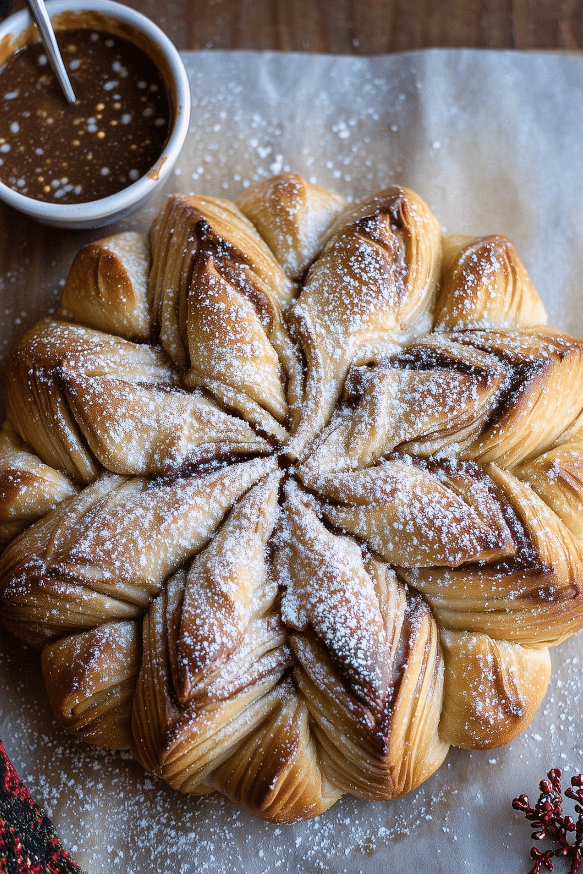 Christmas Morning Star Bread with spiced filling and pecan caramel