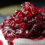 Homemade cranberry relish with orange zest, ginger, and cinnamon