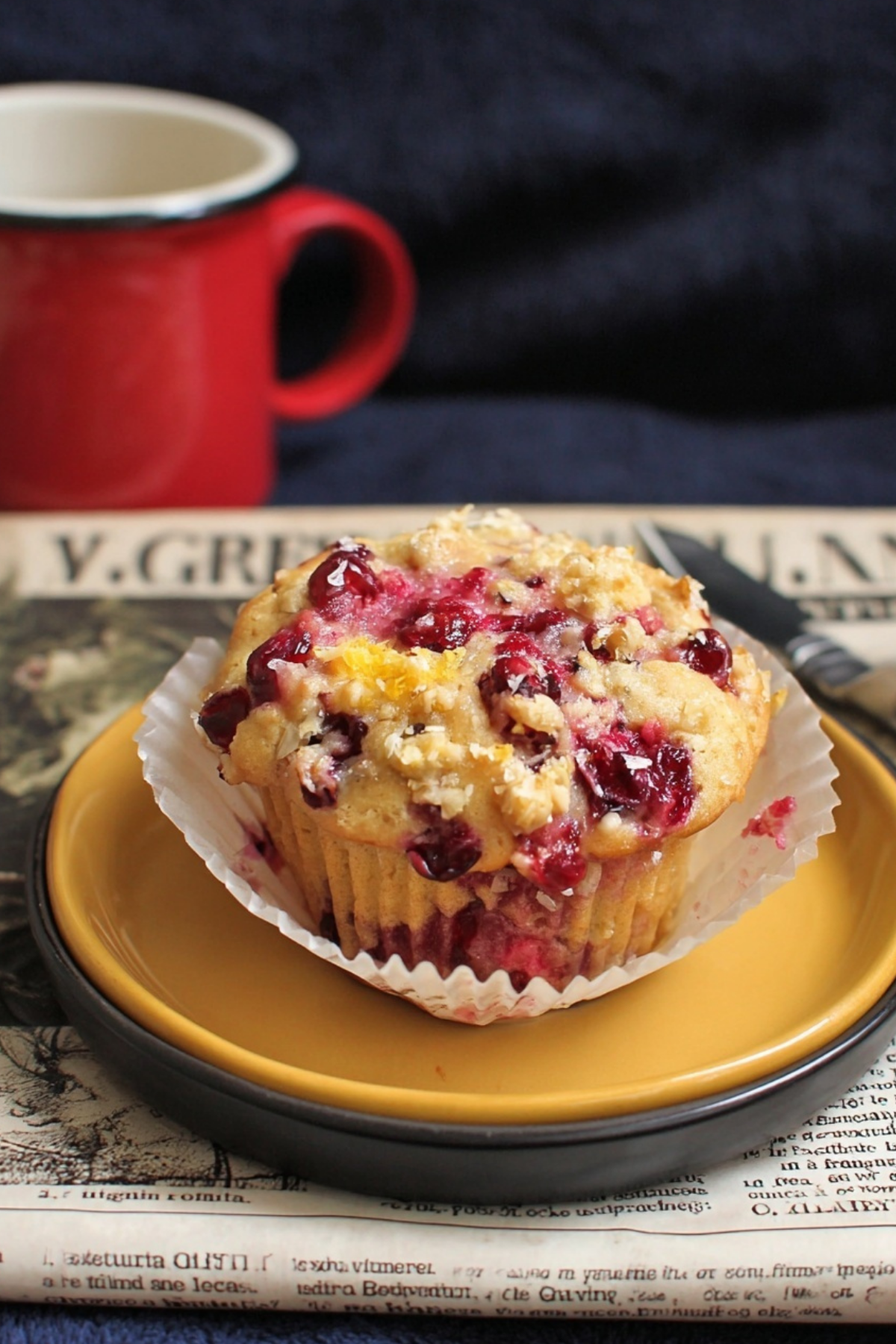 Cranberry and orange muffins fresh from the oven