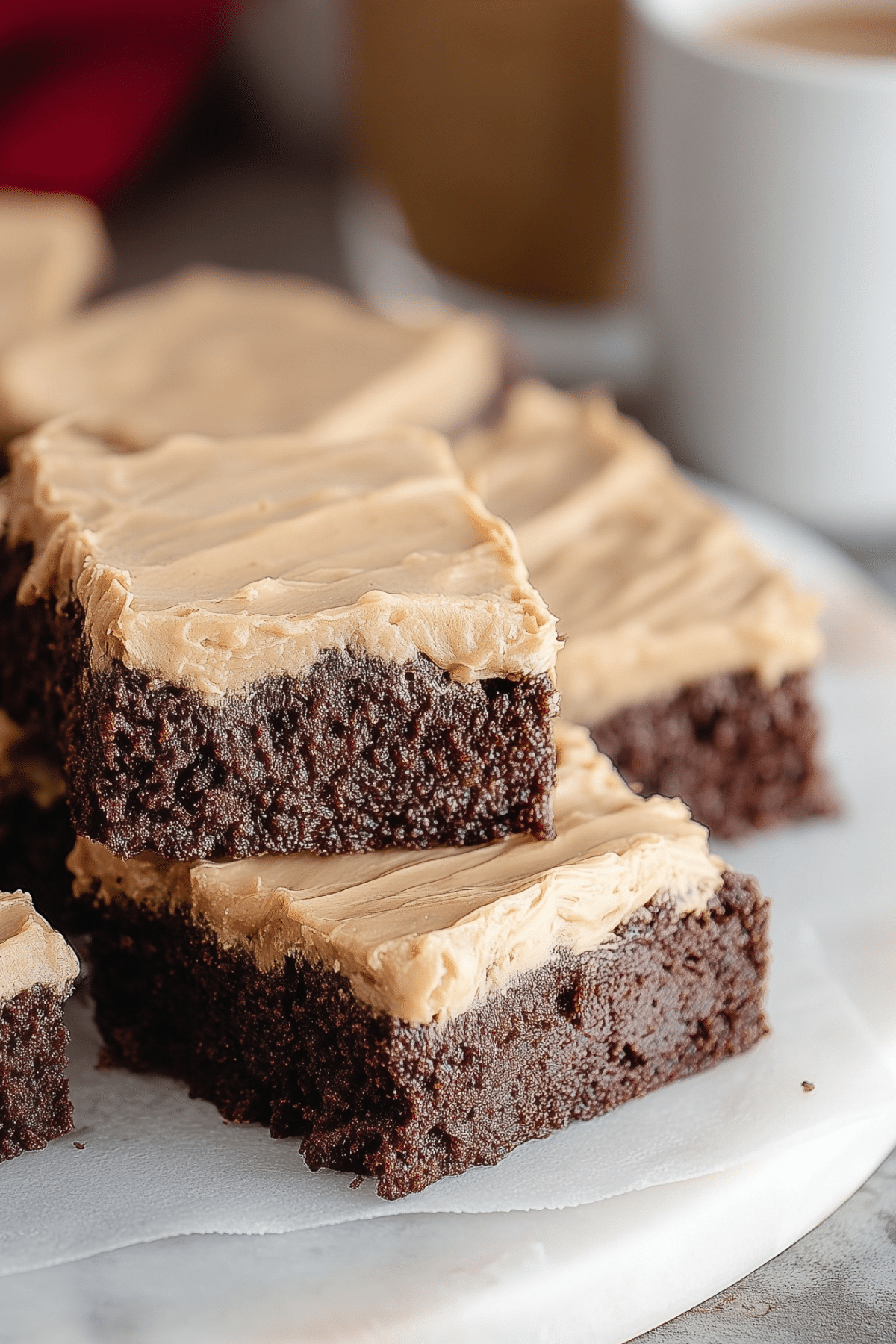 Frosted Coffee Brownies with creamy coffee frosting