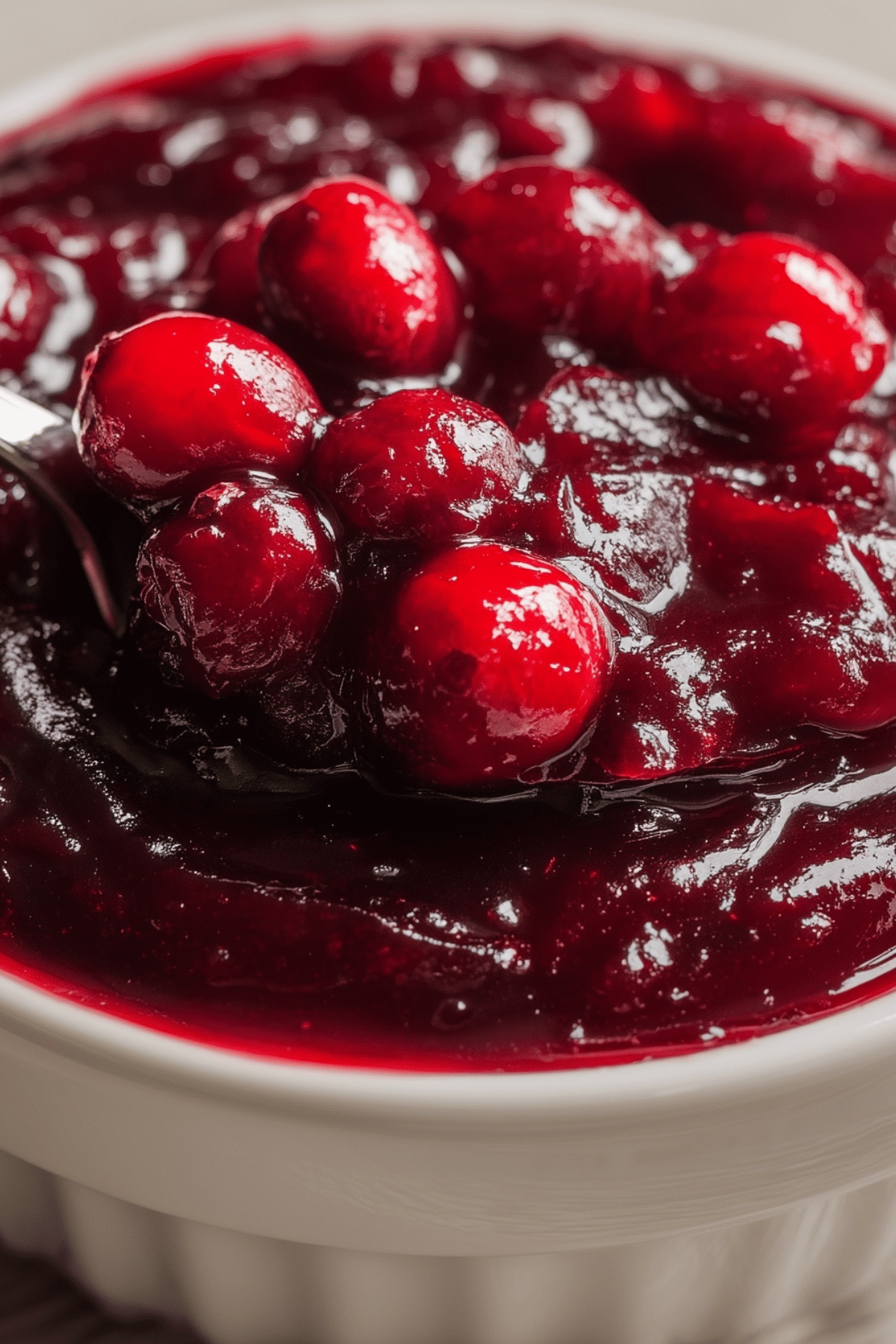 Homemade cranberry sauce with cinnamon and orange