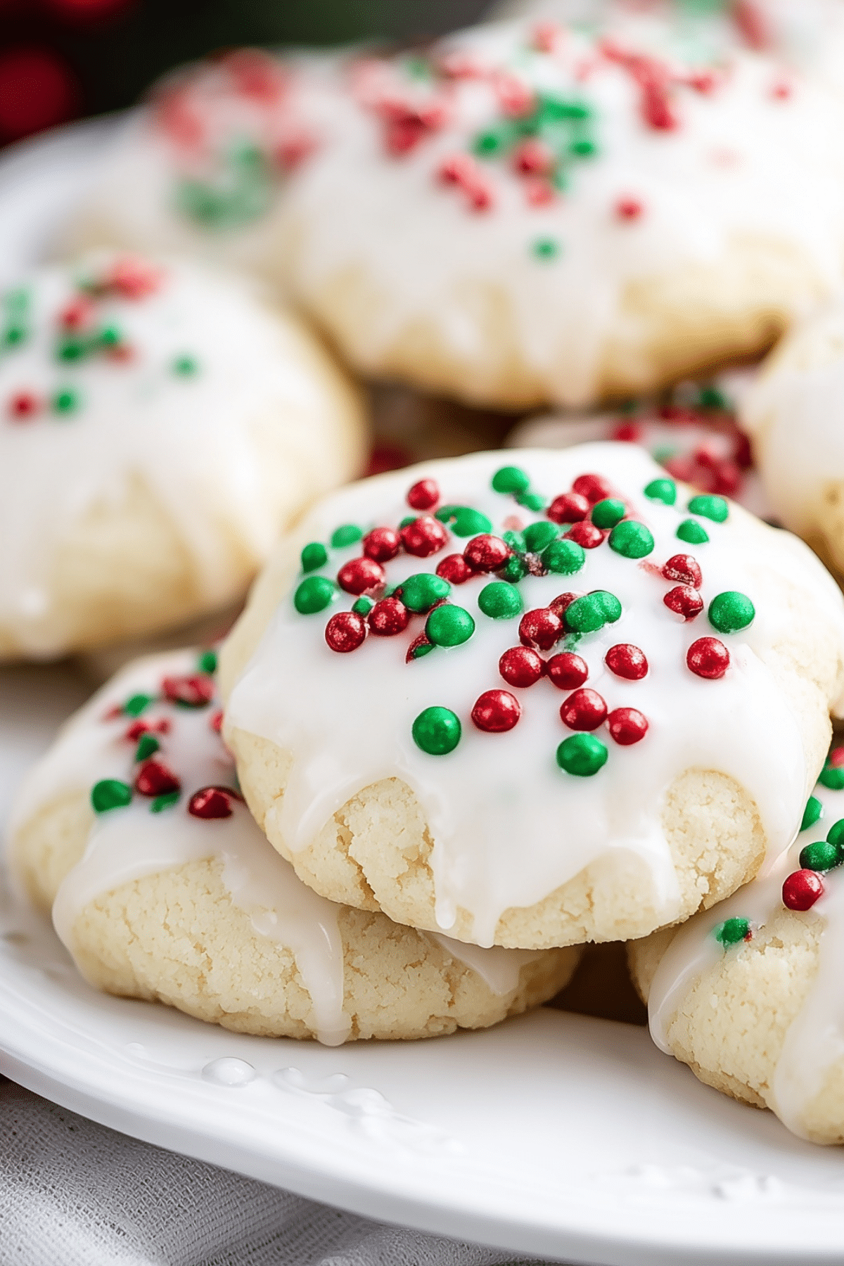 "Delicious Italian Christmas cookies decorated with icing and sprinkles"