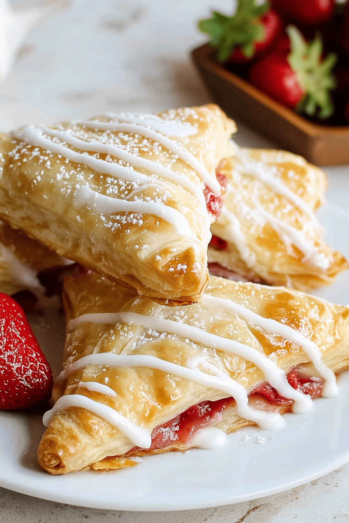Flaky Strawberry Turnovers with fresh fruit filling