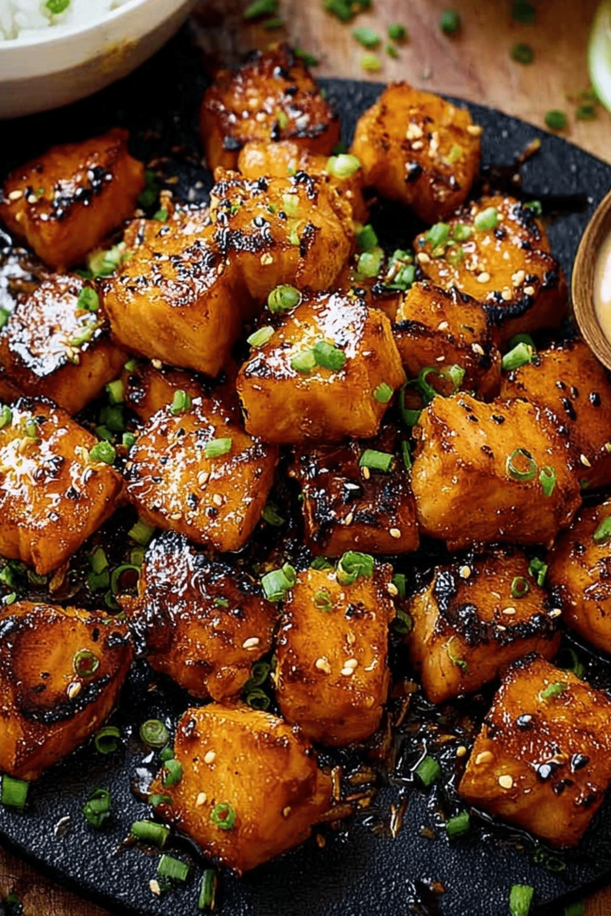 Bang Bang Salmon Bites with creamy spicy sauce