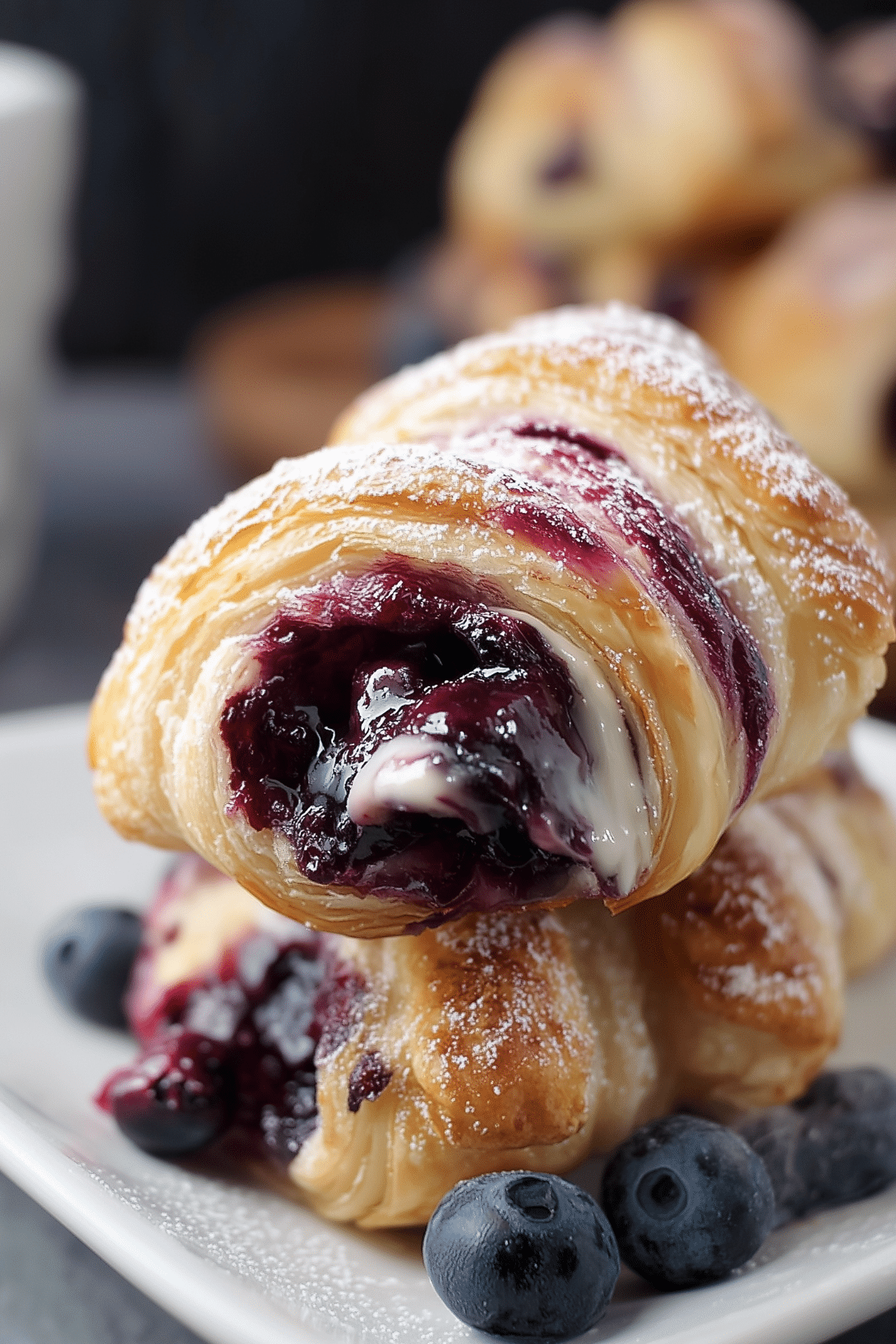Blueberry Cream Cheese Puff Pastry with golden flaky layers