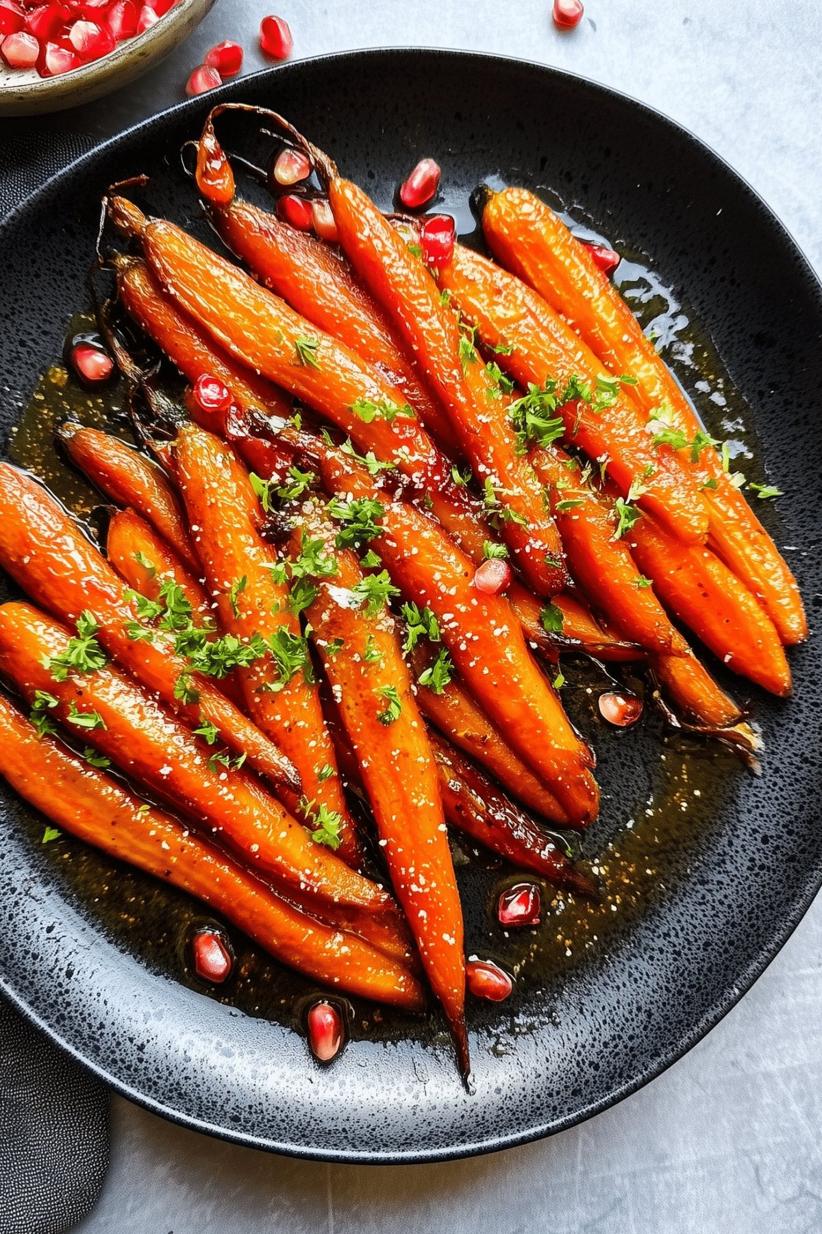 Roasted Brown Sugar Honey Glazed Carrots on baking sheet