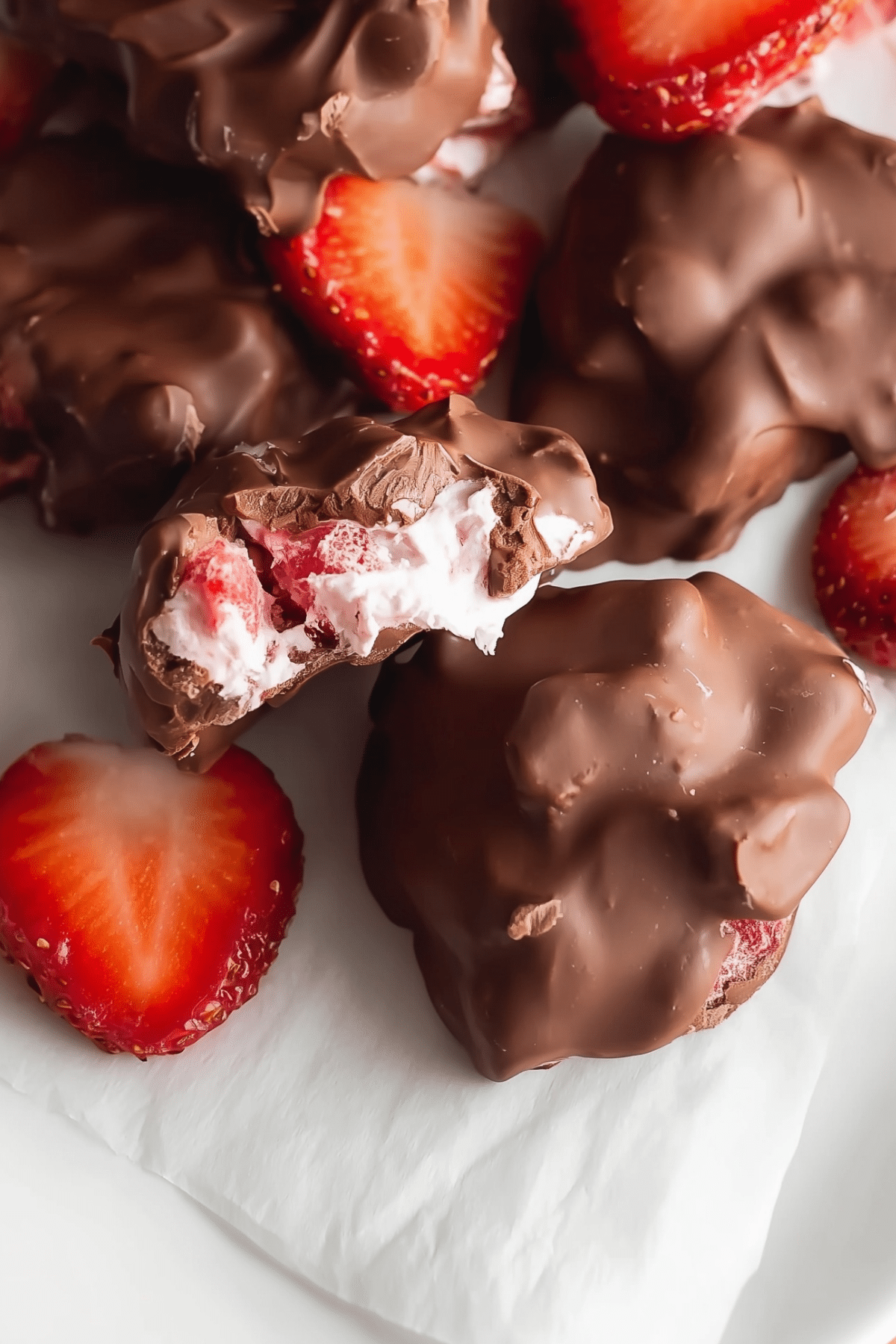Chocolate Strawberry Yogurt Clusters frozen treat recipe