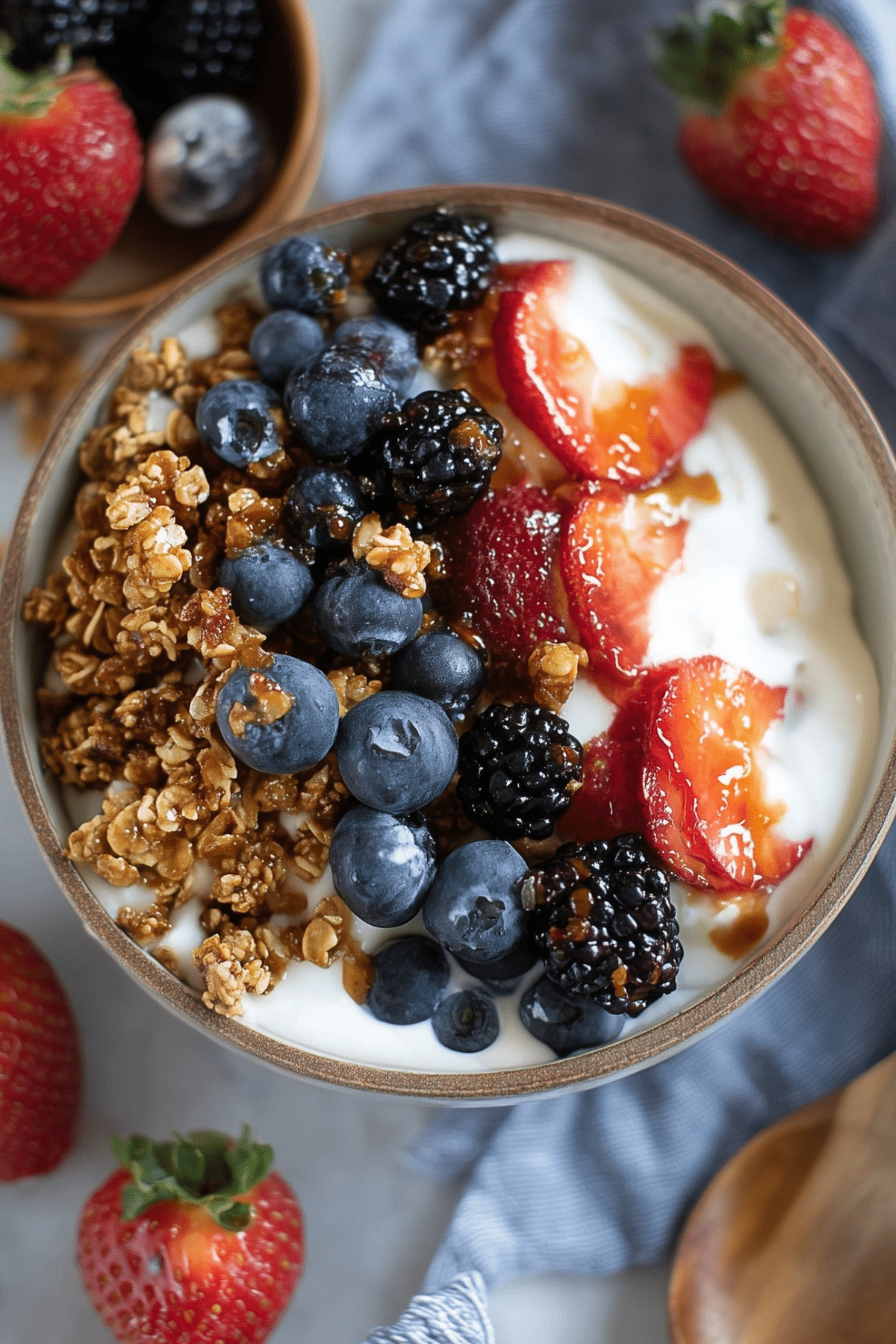 Healthy Greek Yogurt Breakfast Bowl with fresh fruit and granola