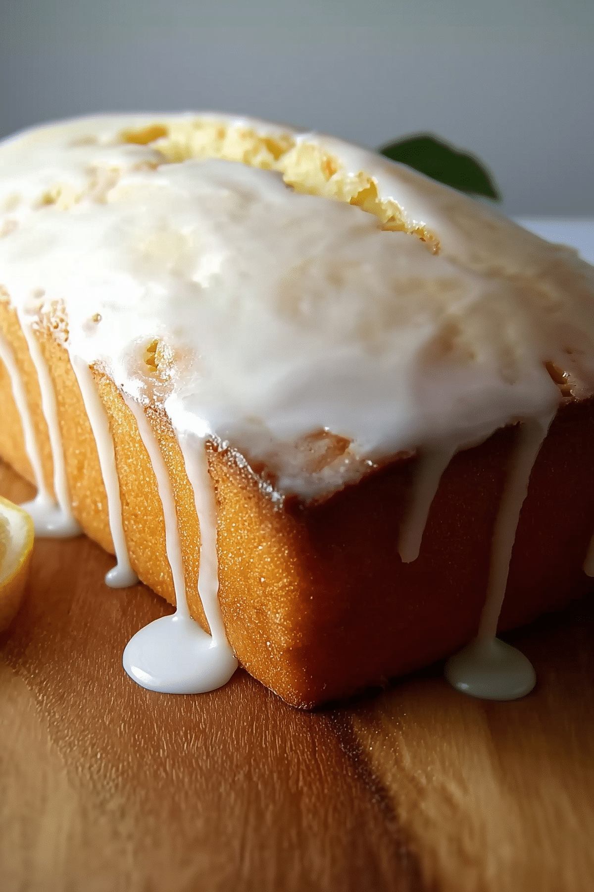 Meyer Lemon Pound Cake with glaze on top