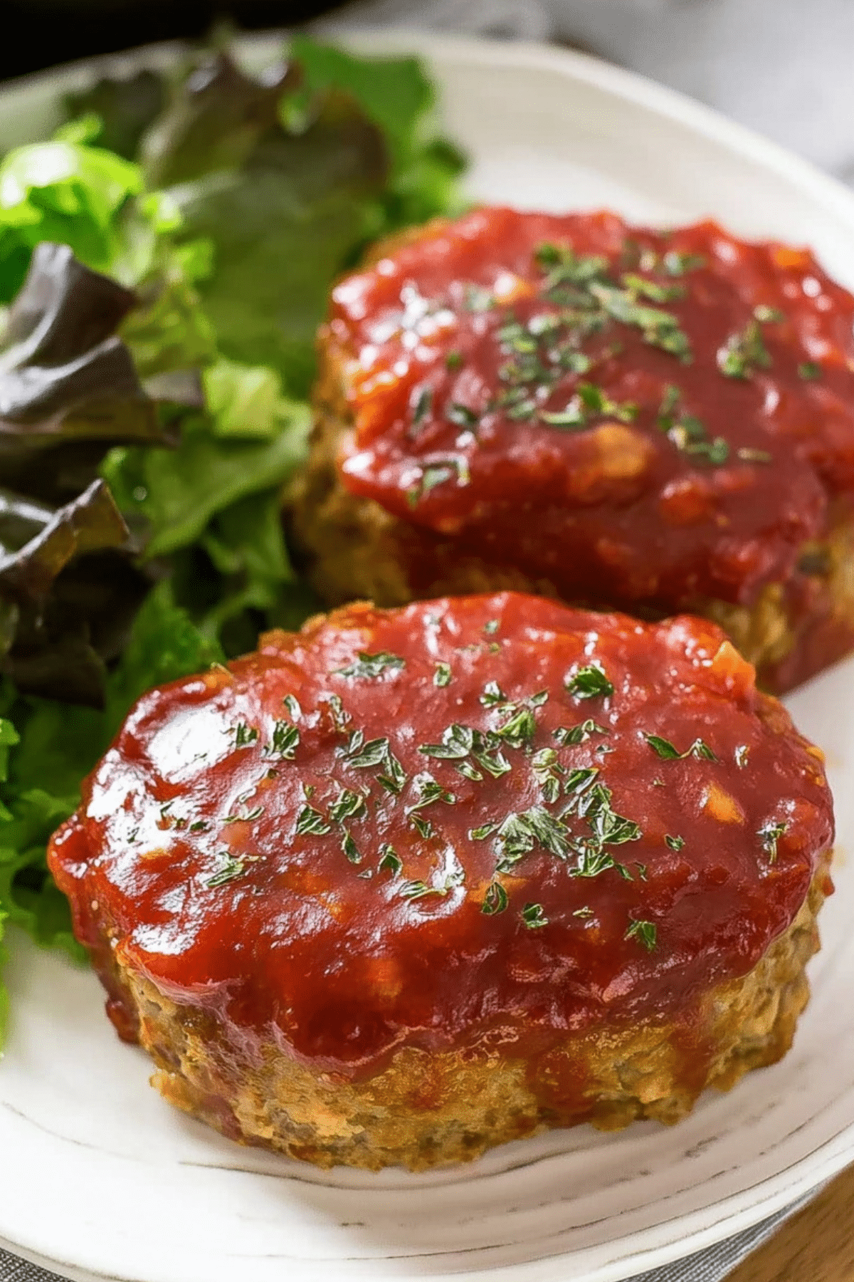Mini meatloaf with ground turkey served with glaze