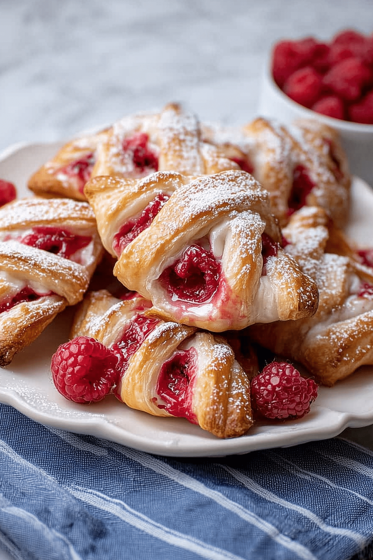 Delicious Raspberry Danish with flaky puff pastry and cream cheese