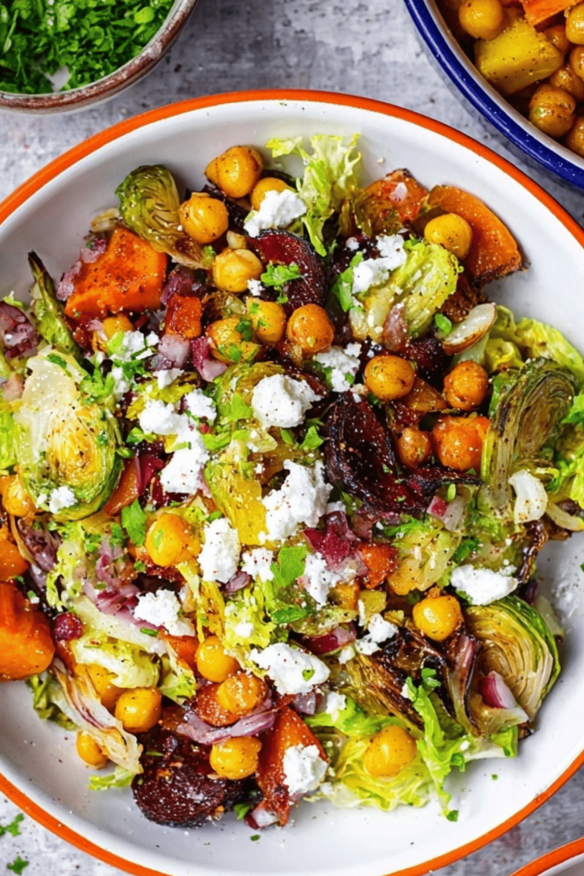 Roasted Vegetable Winter Salad with roasted carrots, butternut squash, and greens