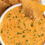 Crock Pot Buffalo Chicken Dip served with chips and celery