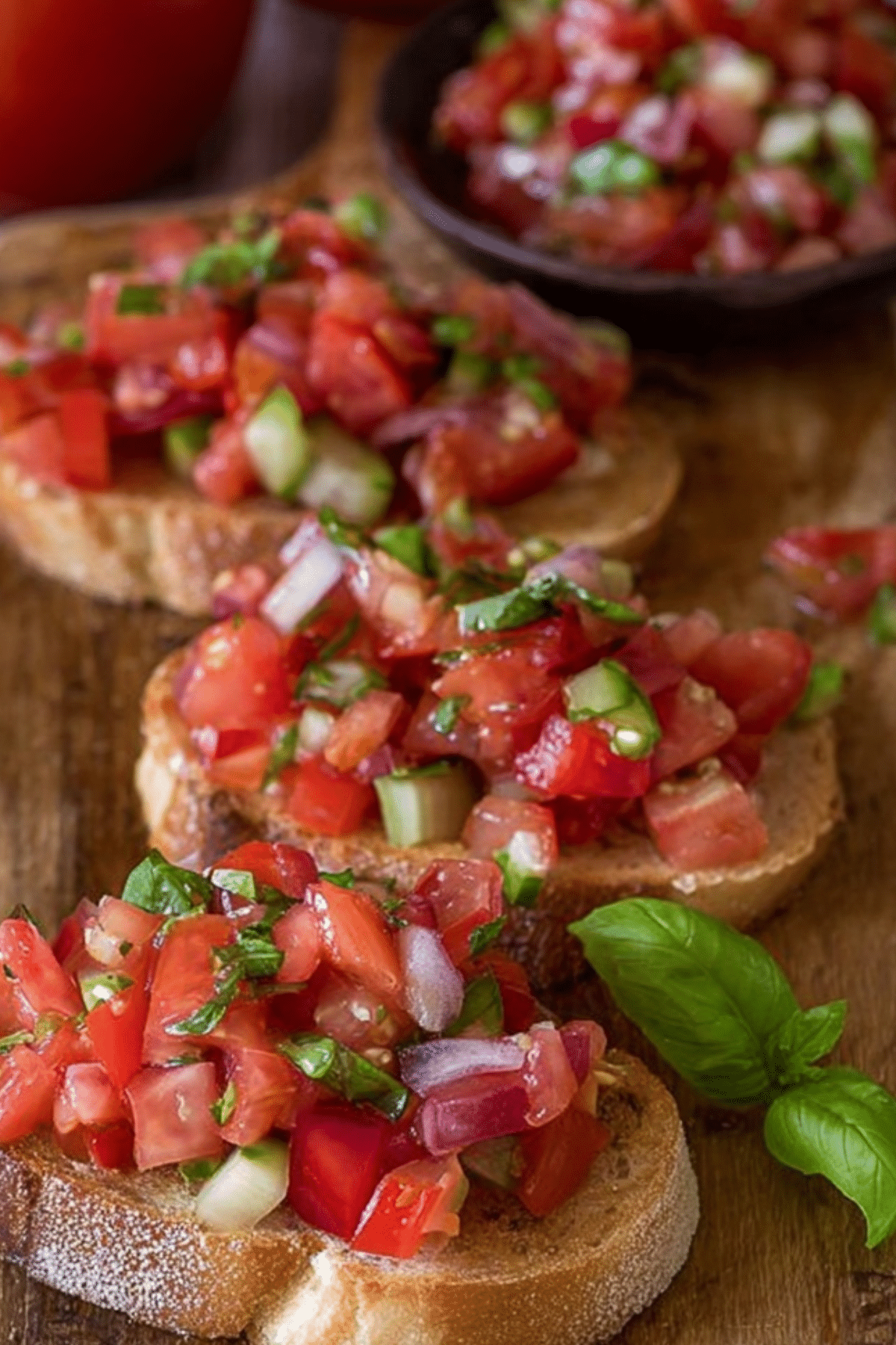 Italian Tomato Bruschetta with fresh tomatoes and basil