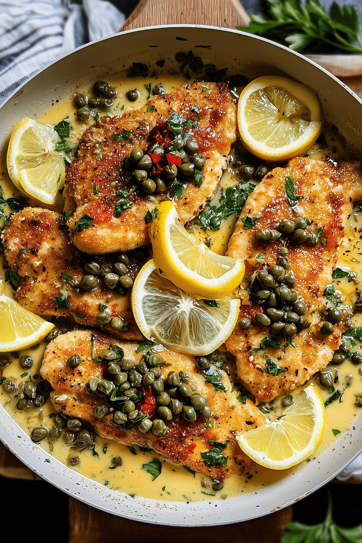 Mediterranean Style Chicken Piccata with lemon and capers