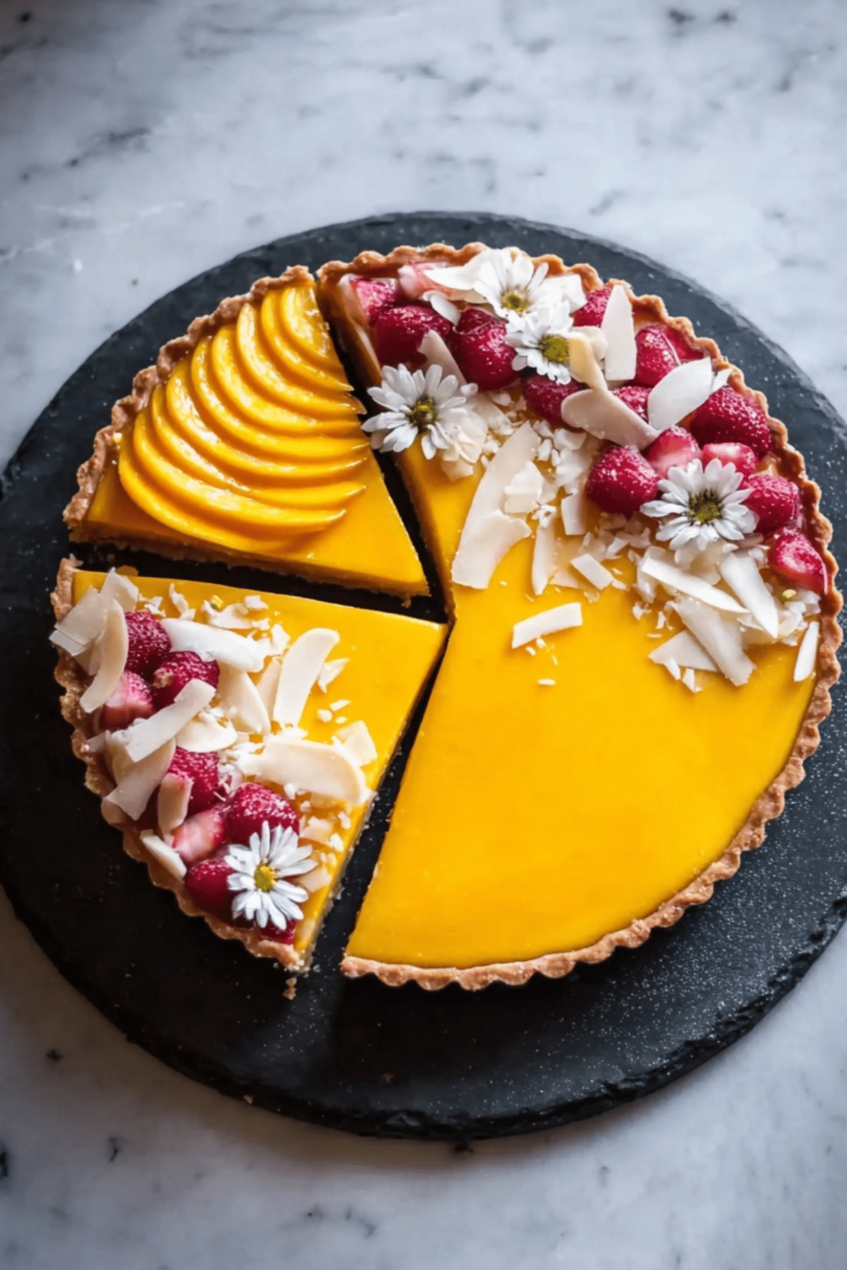 Mango Curd Tart with fresh fruit topping