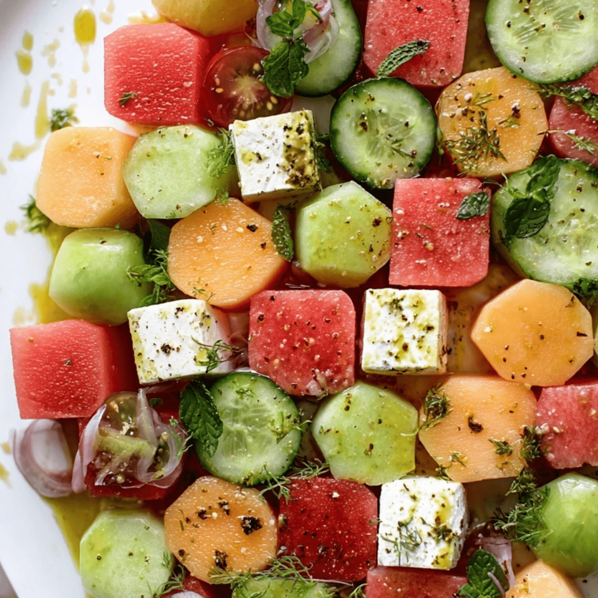 Melon Mosaic Salad with Hot Honey Vinaigrette – Easy Favorite - The ...