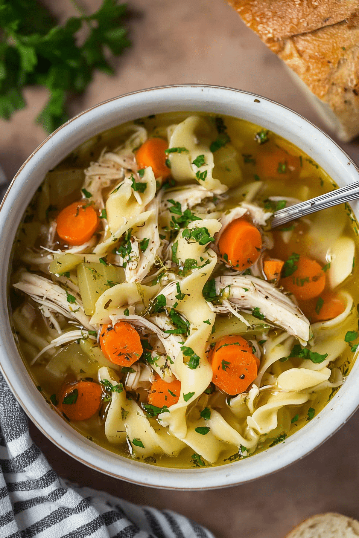 easy rotisserie chicken noodle soup recipe with chicken and noodles