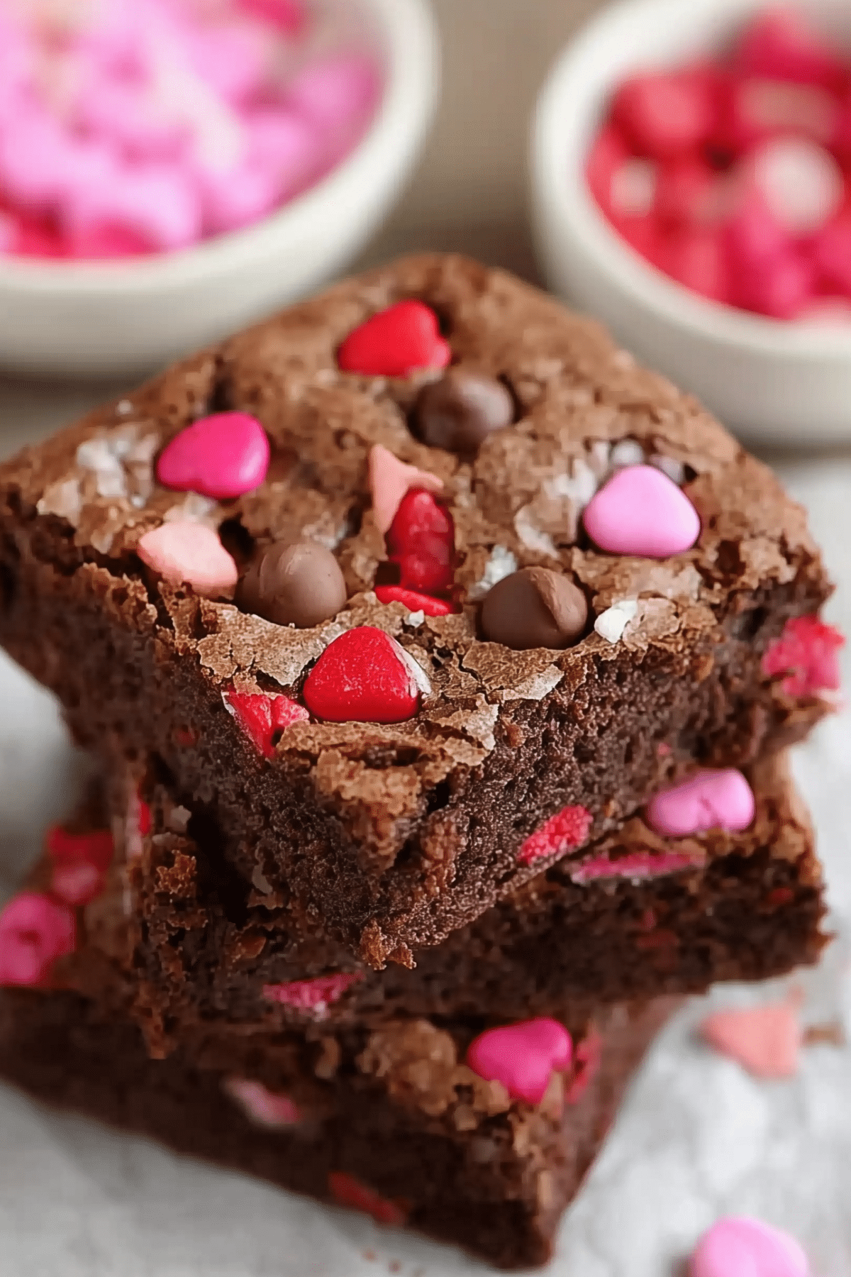 Valentine’s Day Brownies with M&M’s and chocolate chips