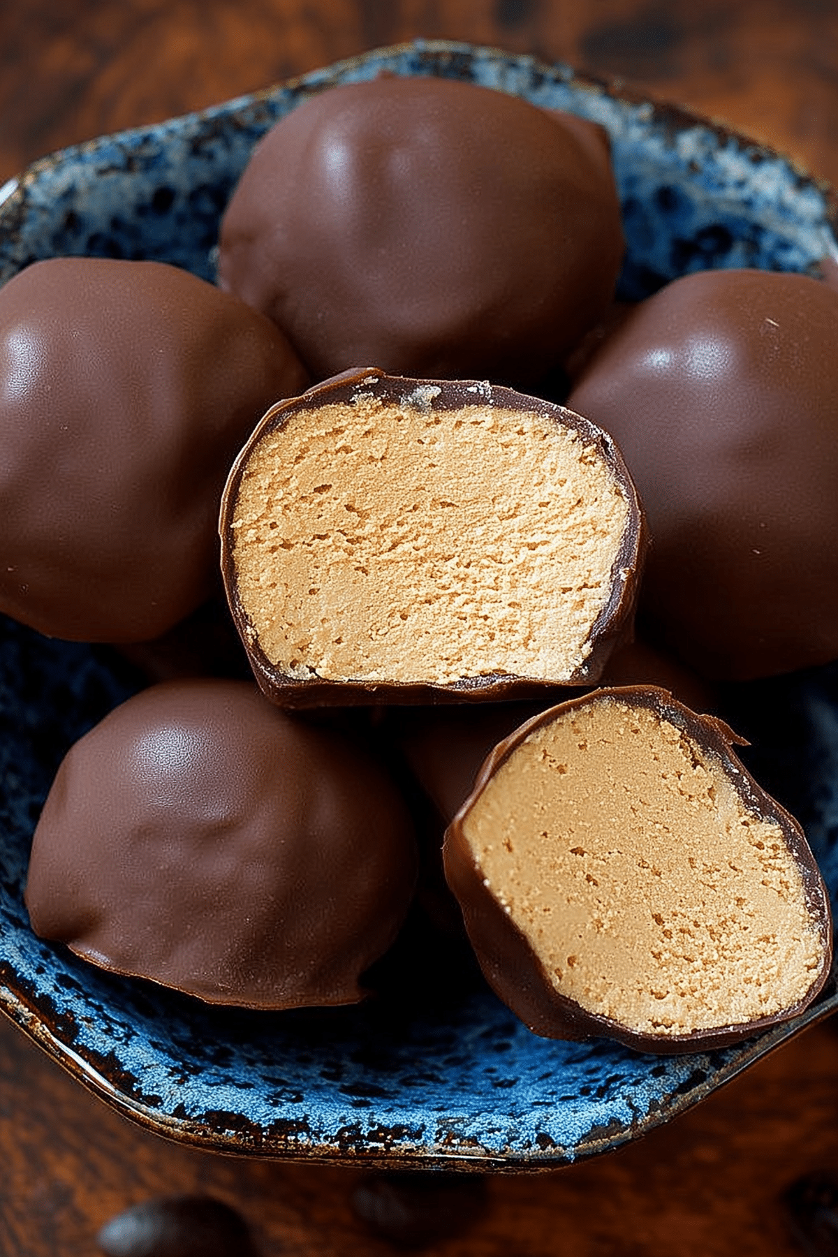 Coffee truffles with dark chocolate coating and creamy coffee filling