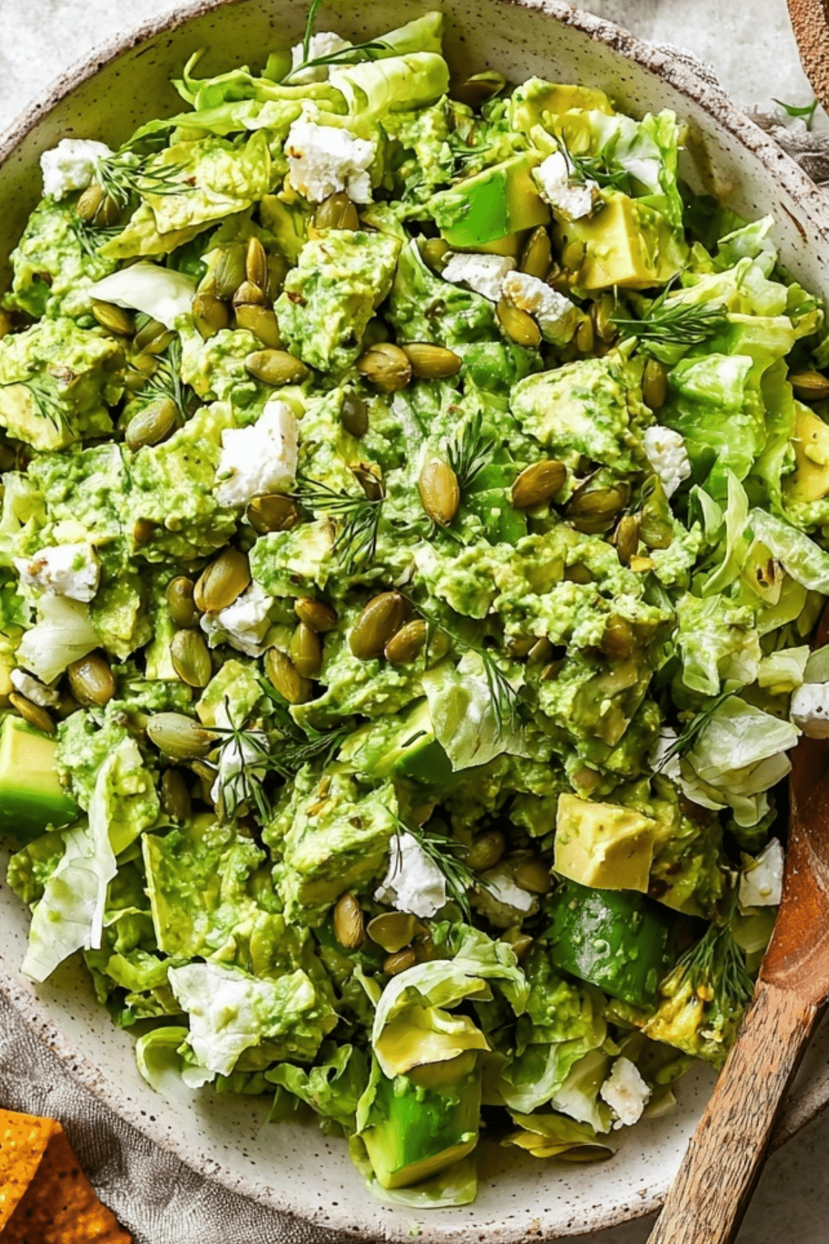 Green Goddess Salad with creamy herb dressing and crunchy cabbage