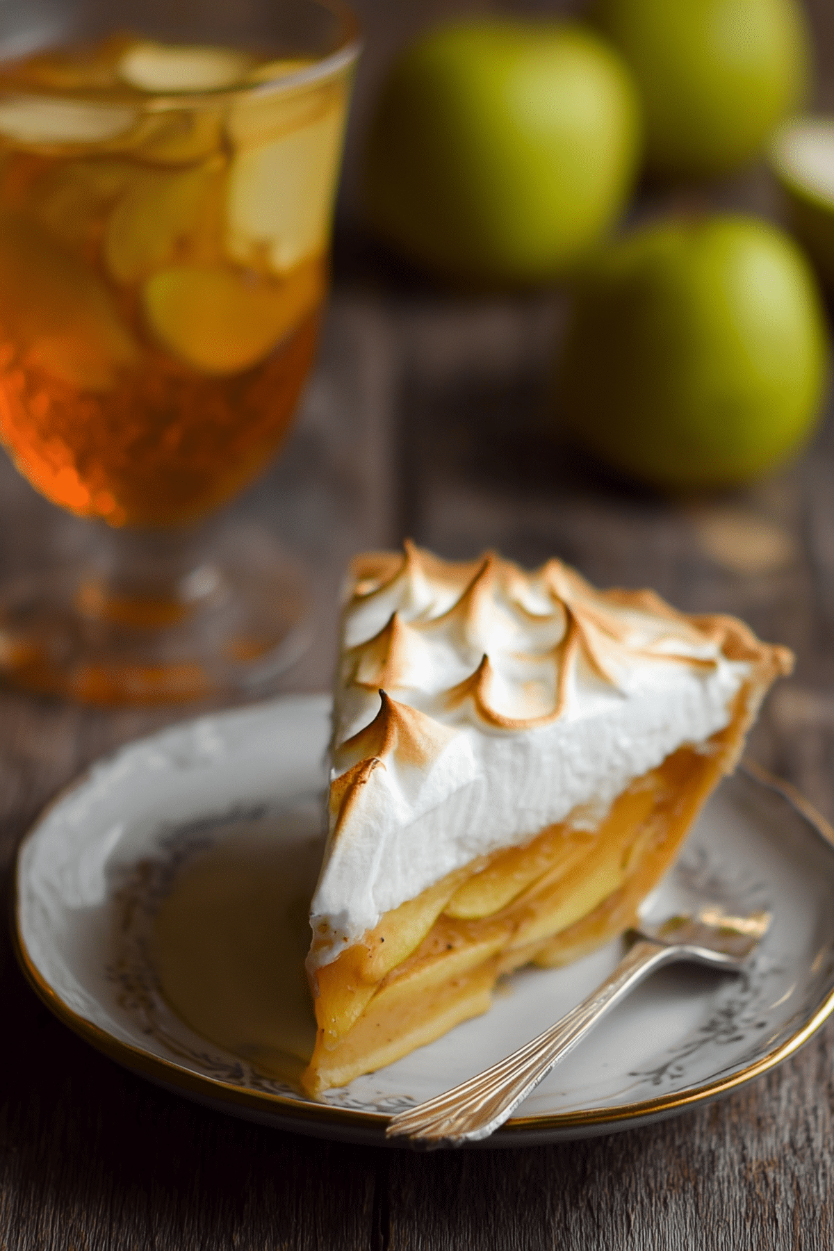Irish Apple Amber dessert with apple filling and meringue topping