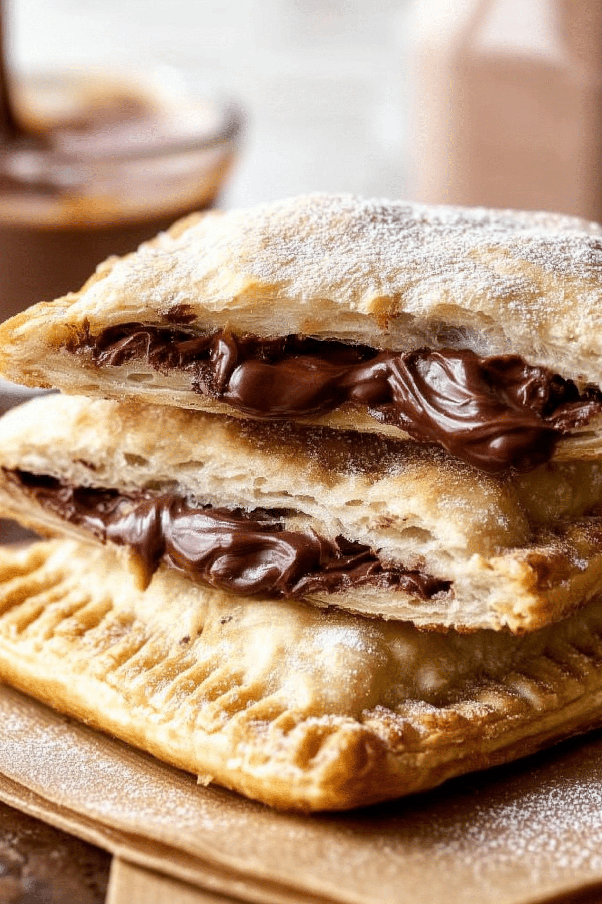 Nutella Pop Tarts fresh out of the oven with a chocolate-hazelnut filling
