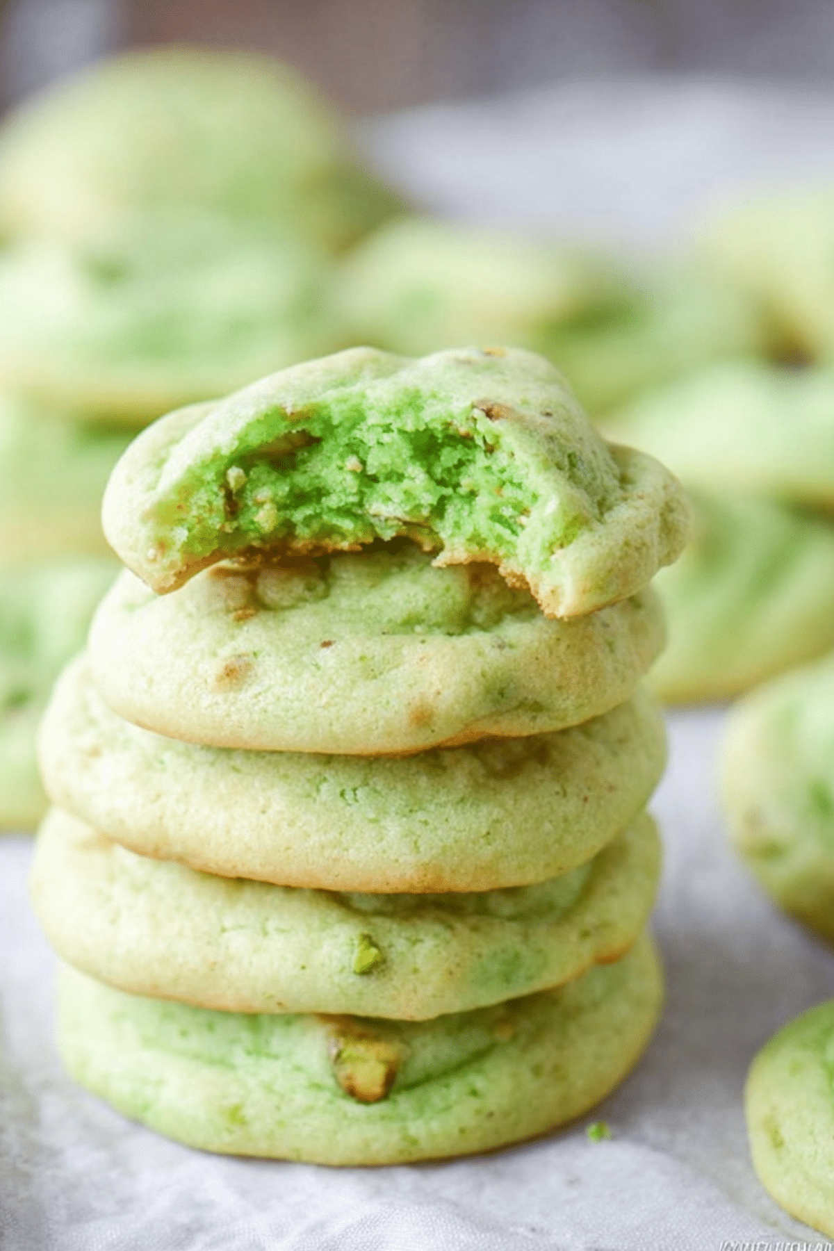 Pistachio Pudding Cookies with soft texture and green color