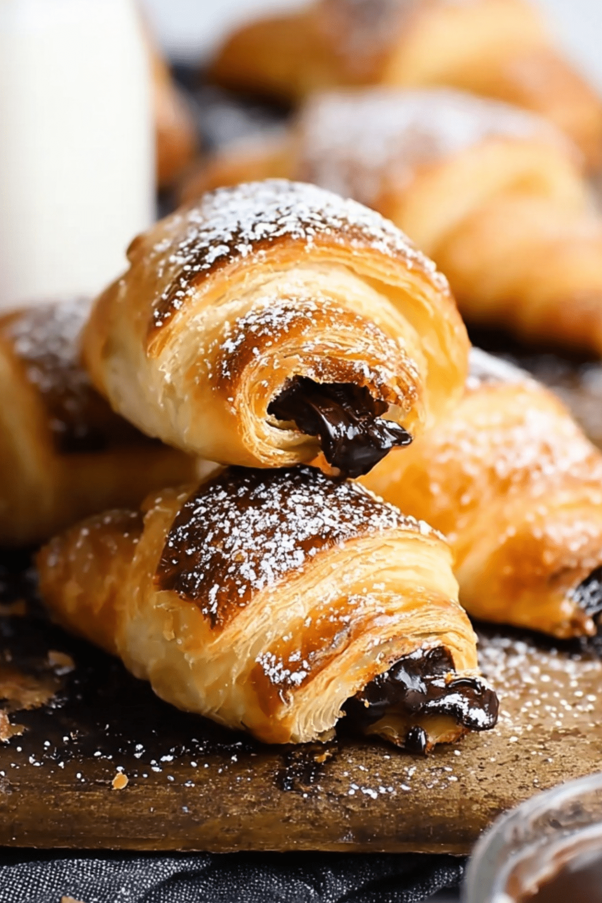 Puff Pastry Chocolate Croissants fresh out of the oven