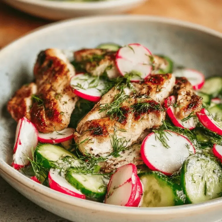 Radish Cucumber Salad with Black Pepper Chicken: A  Best Dish