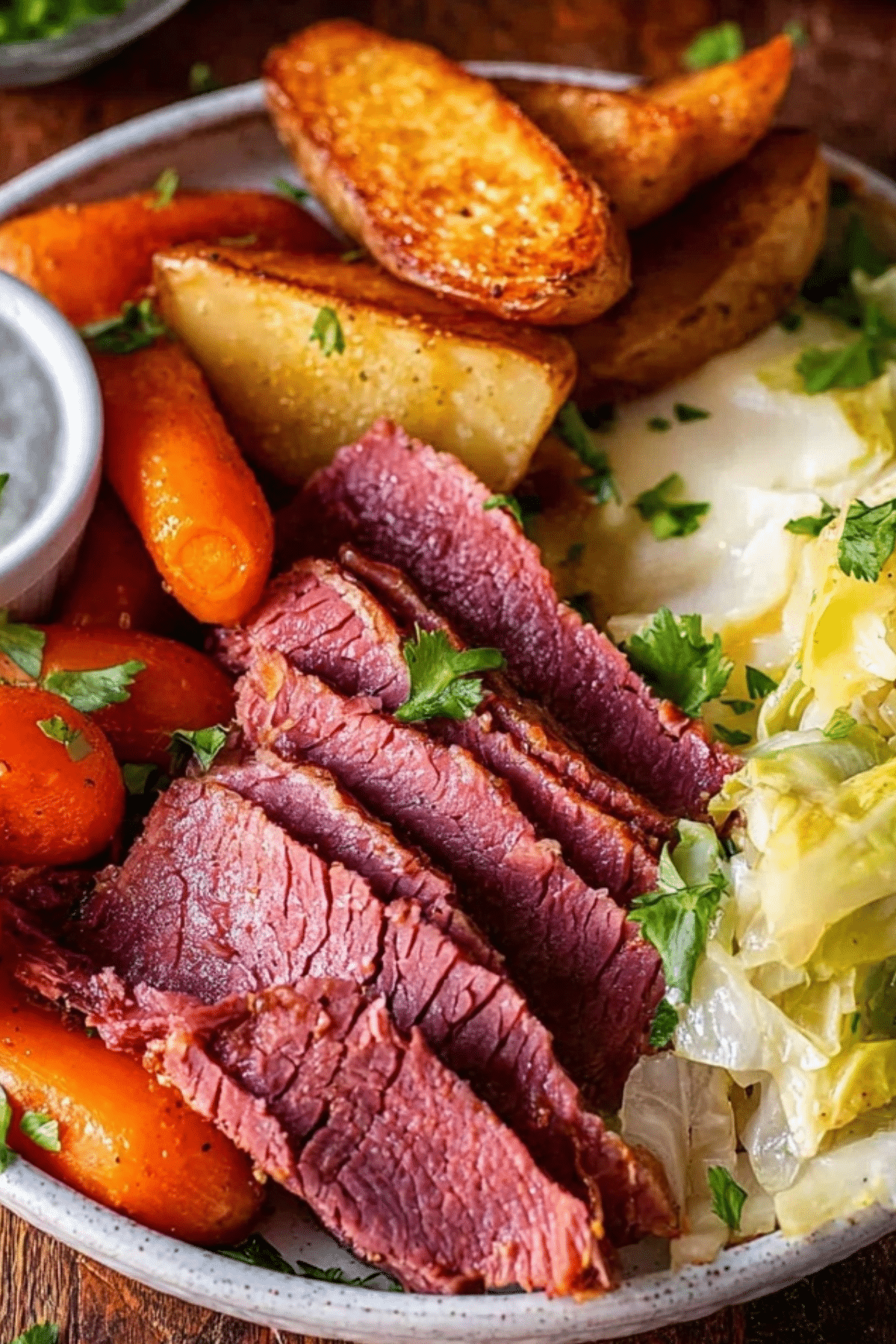 traditional corned beef and cabbage with potatoes and carrots