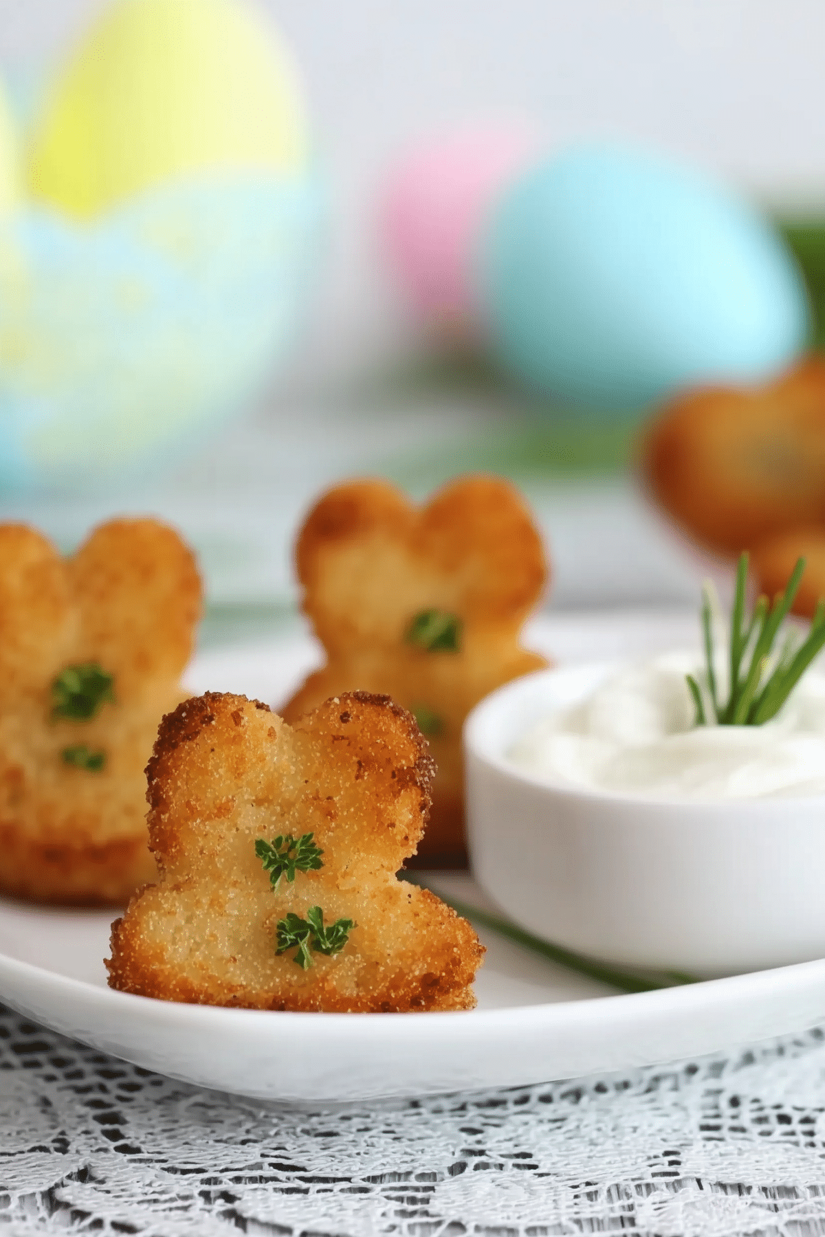 crispy easter bunny potato croquettes shaped like bunnies
