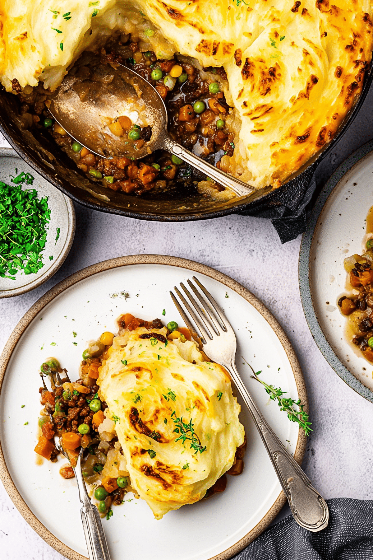 Irish Shepherd’s Pie with creamy mashed potato topping and savory meat filling